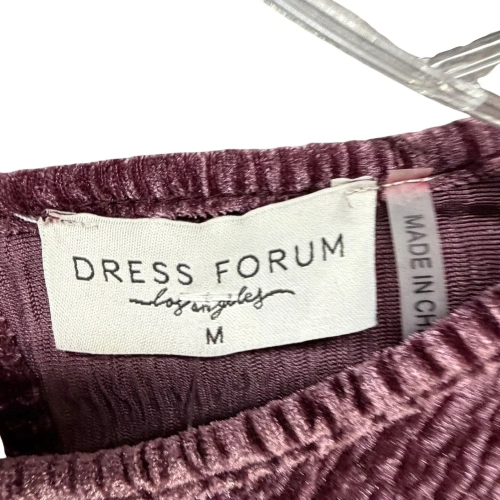 Dress Forum Velvet Tunic Dress Womens M Plum Plisse Style Crinkled Romantic Goth